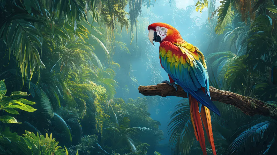 Vibrant Jungle Parrot — 64-piece jigsaw puzzle