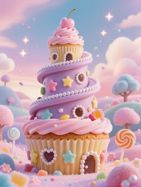 Whimsical Cupcake Tower — 400-piece jigsaw puzzle