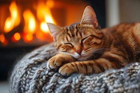 Cozy Cat by Fireplace — 200-piece jigsaw puzzle