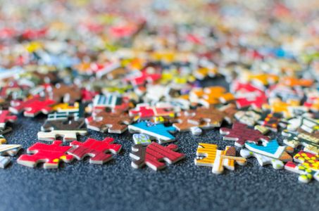 Scattered Puzzle Pieces — 200-piece jigsaw puzzle